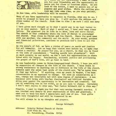 Newsletter, Church, Union-Congregational, UCC, October 1986