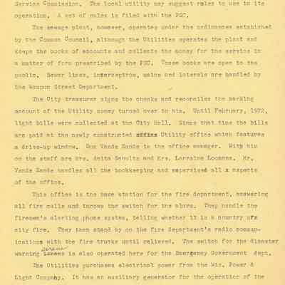 Historical info on Waupun Pubic Works cont.'