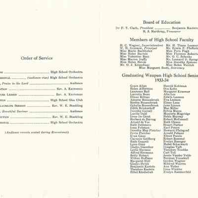 Baccalaureate Service Program Page 2-3, 1934: Origformat: Artifact