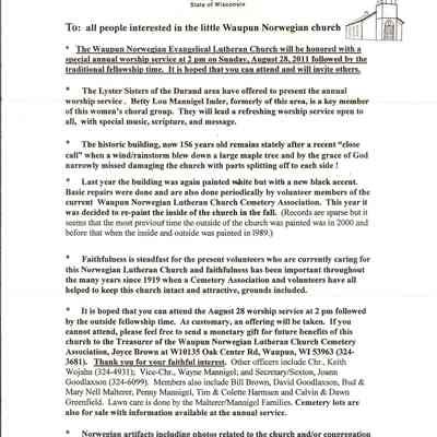 The Waupun, Norwegian Evangelical Church