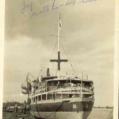 Photo of ship during WWII. Written on the picture "Jap. Hosp. ship with combat soldiers."