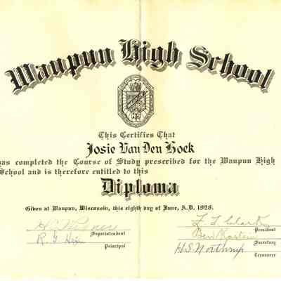 1928 High School diploma-Waupun