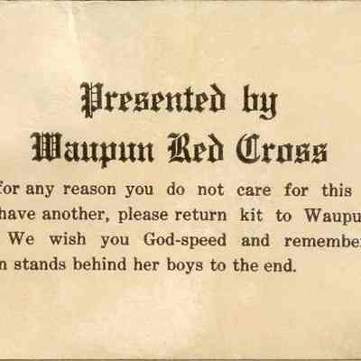 Kit presented by WWI era Waupun Red Cross