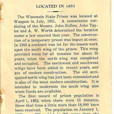 Souvenir Booklet from the Wisconsin State Prison.