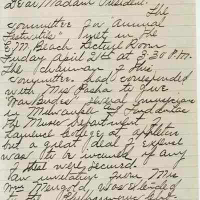 Philharmonic, Music Club, Secretary's Minutes