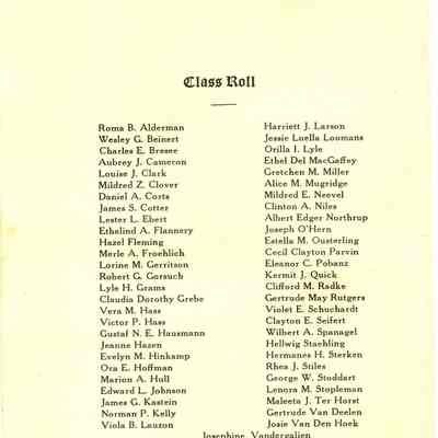 1928 High School Class Roll-Waupun