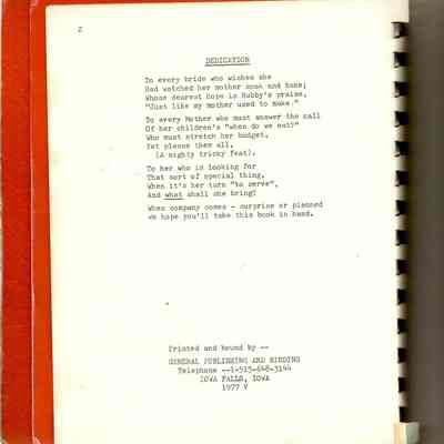 Dedication ( Mom's best Cook Book)
