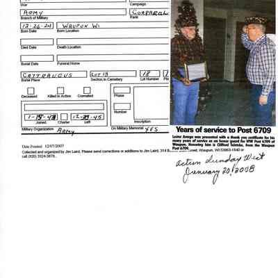 Lester Loomis Armga's Military Records