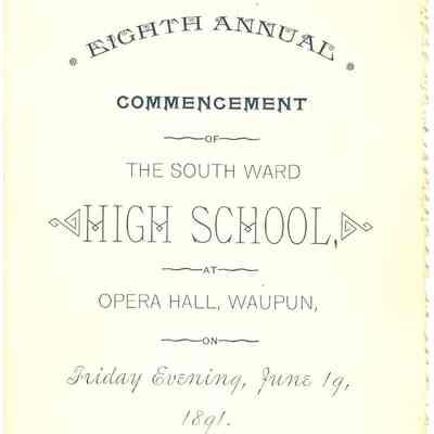 Program, Commencement, South Ward High School, 1891