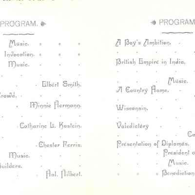 1891 Commencement Program.