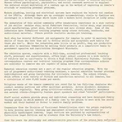 Historical Info on Wisconsin State Prison