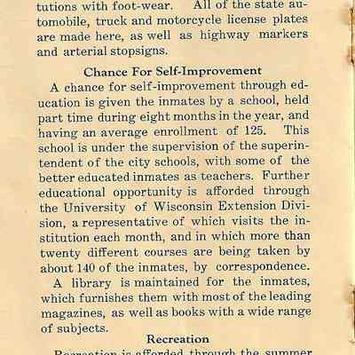 Souvenir Booklet from the Wisconsin State Prison.