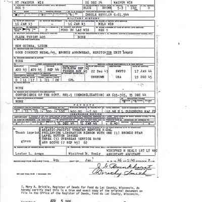 Lester Loomis Armga's military records.