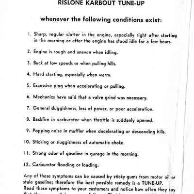 Official Tune-up Service manual for Rislone.