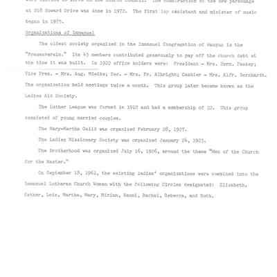 Historical info on Immanual Lutheran cont.'