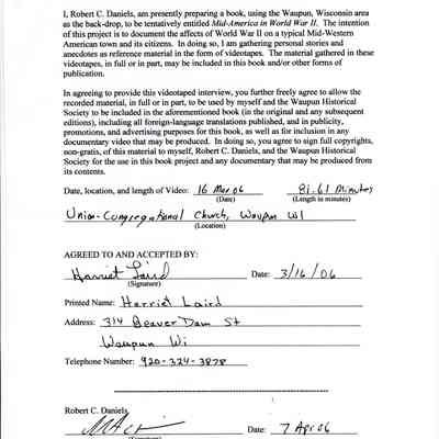 Document, Permission to use Videotaped Interview Material