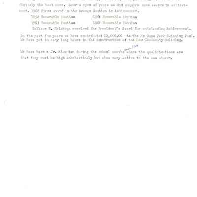 Page of history of Waupun Kiwanis