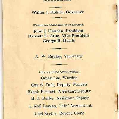 Souvenir Booklet from the Wisconsin State Prison.