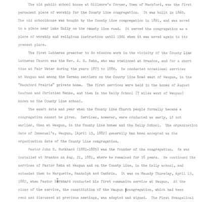 Historical info on Immanuel Lutheran cont.'