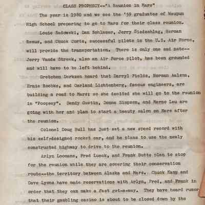 School District, Class Prophecy, 1959, A Reunion to Mars, Garland Lichtenberg