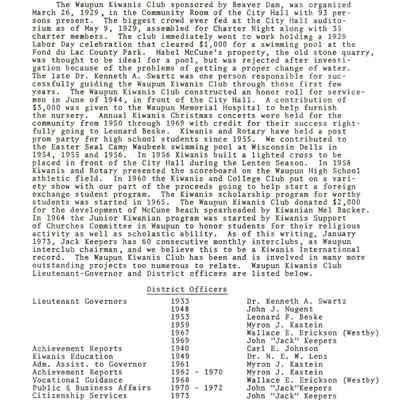 Waupun Kiwanis History in Brief