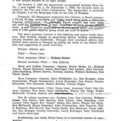 Historical Info on Fire Department cont.'