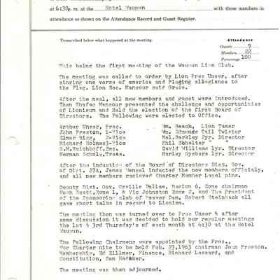 Minutes of first meeting