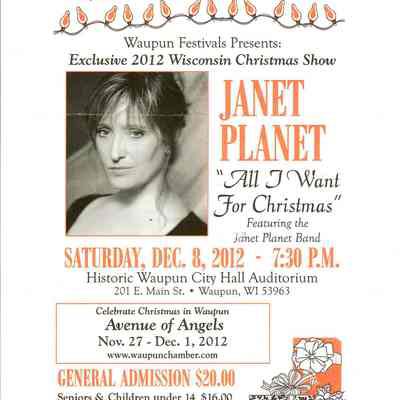 Poster, All I Want for Christmas, Janet Planet, 2012, Waupun Festivals