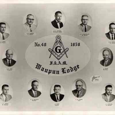 Photograph, Masonic Lodge No 4, F & A M, Twelve Men, 1958