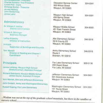 A Booklet  of School District of Waupun