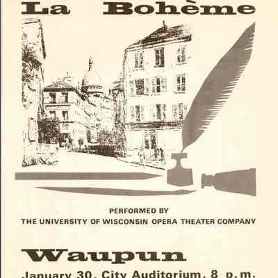 Poster, La Boheme, City Hall Auditorium