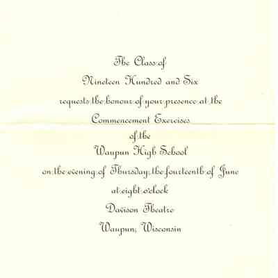 Program, Commencement, Waupun High School, 1906