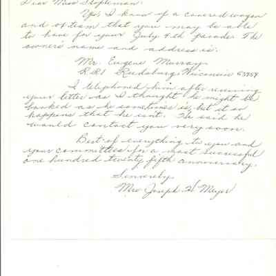 Letter to Marray's Famous Oxen Team