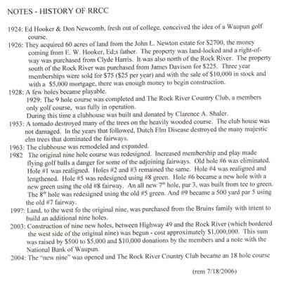 History Of Rock River Country Club