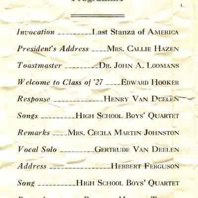 Banquet and Reunion of Alumni - 1927.