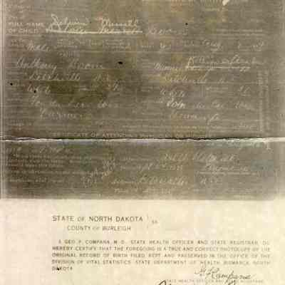 Birth Certificate, Delwin Merrill Boom