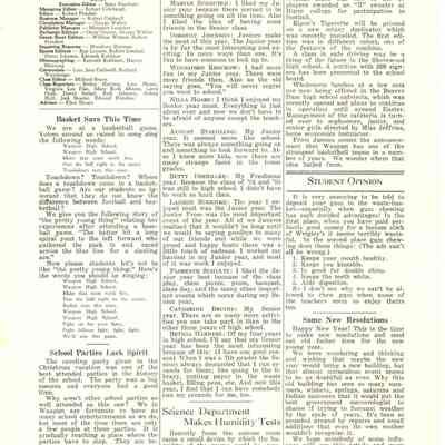 Page from Waupun School News paper 1937