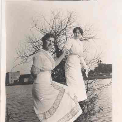 Postcard, Ella and Anna Braskamp, Mill Pond and Canning Factory