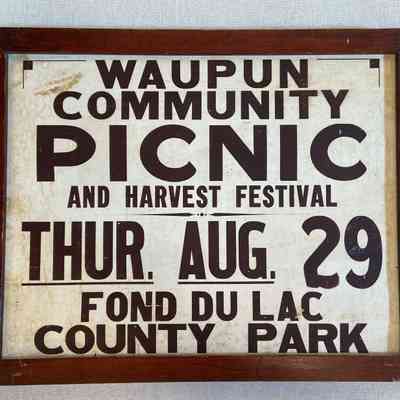 Sign, Waupun Community Picnic and Harvest Festival, Fond du Lac County Park