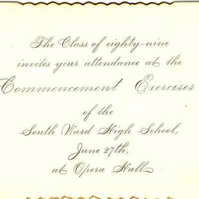 Program, Commencement, South Ward High, 1889