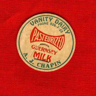 Milk Bottle Cap, Dairy, Vanity Dairy, A. J. Chapin