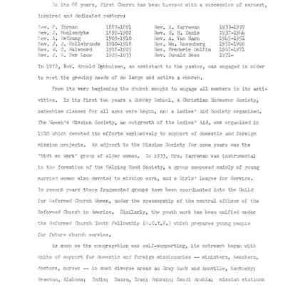 Page 4 of info on First Reformed Church of Waupun