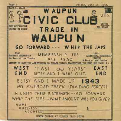 Waupun Civic Club, 1943
