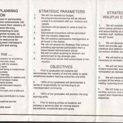 Waupun School District "Strategic Planning" (1992): Origformat: Other