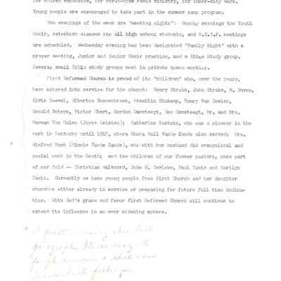Page 5 of info on First Reformed Church of Waupun