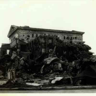 Bombed buildings.