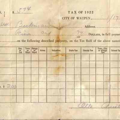 Fond du lac Co. Property tax receipt