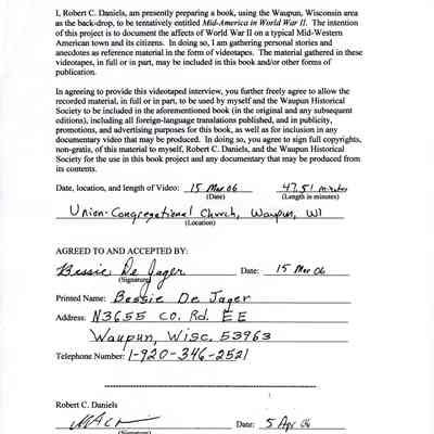 Document, Permission to Use Videotaped Interview Material