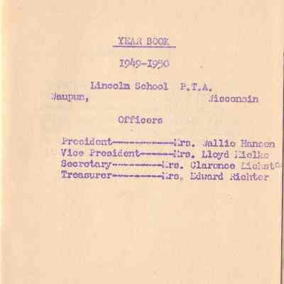 Waupun Lincoln School 1949-1950 P,T,A: Origformat: Other