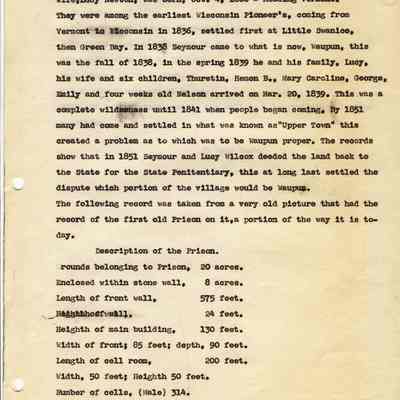 History, Corrections, Wisconsin State Prison